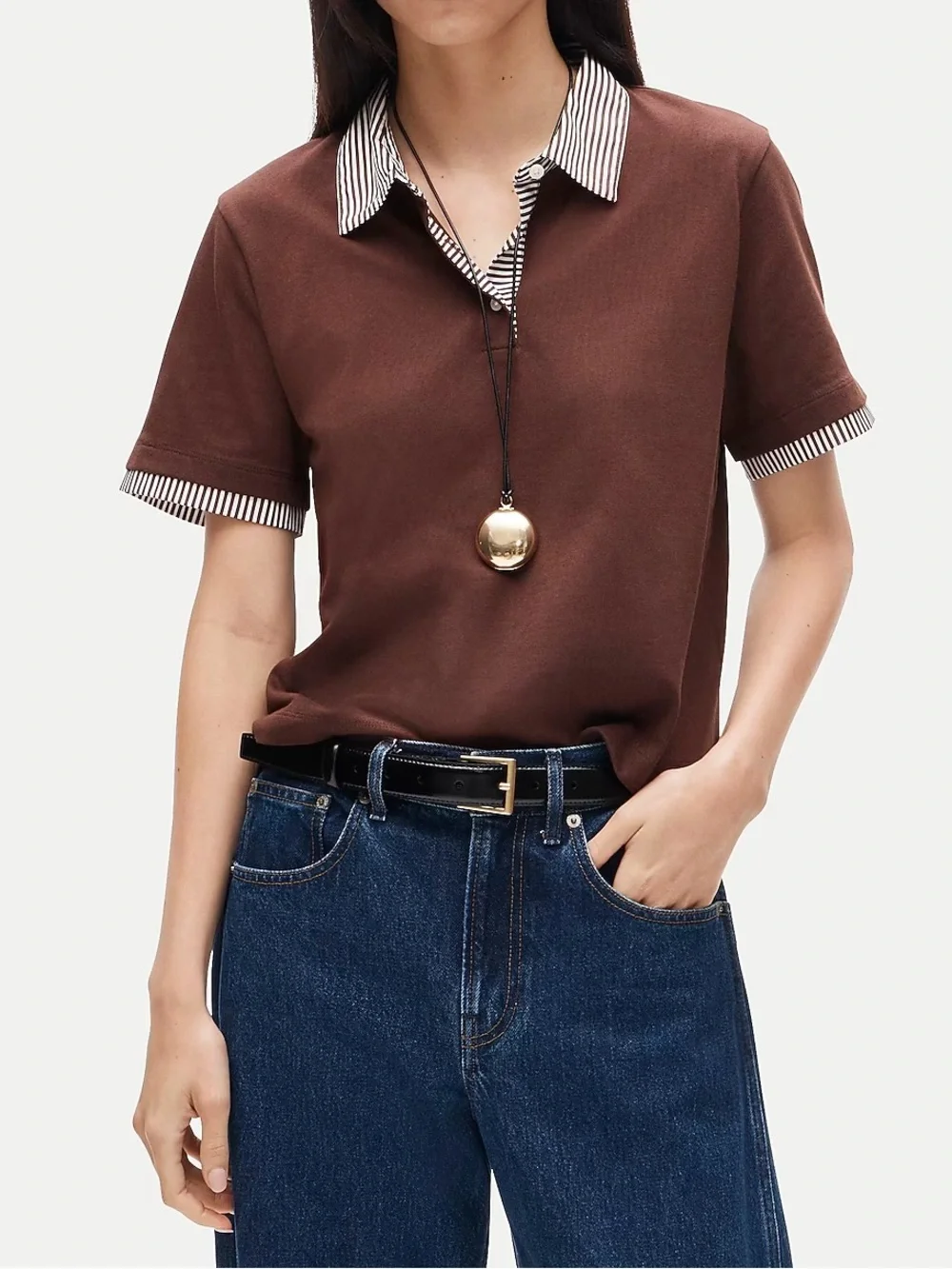NWT J.Crew Poplin-collar Polo in Mariner Cotton - Cubeb Berry